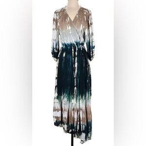 NWT Young, Fabulous, and Broke Tie Dye MIDI Wrap Dress size M